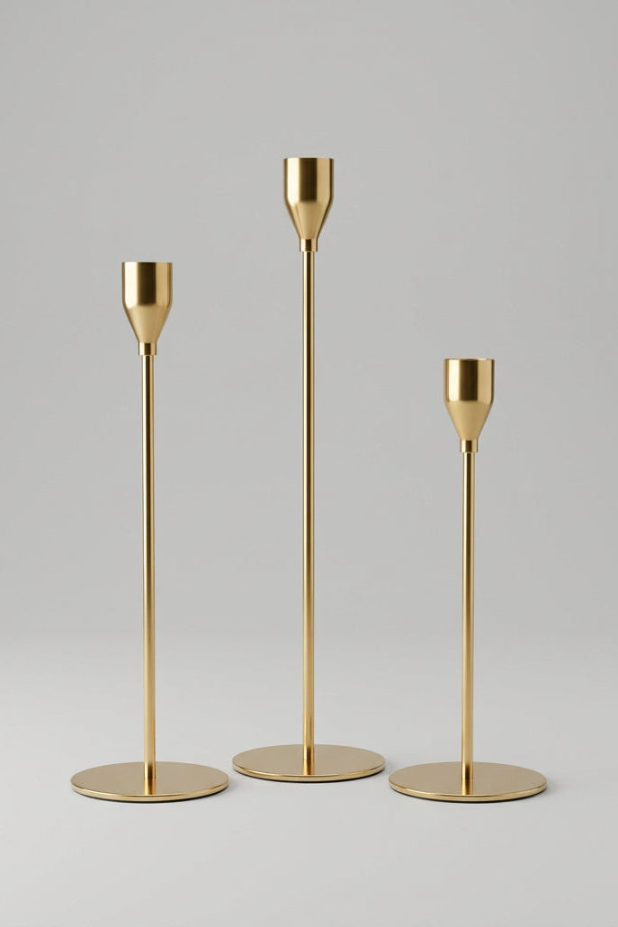 Gold Candle Holders - Set of 3
