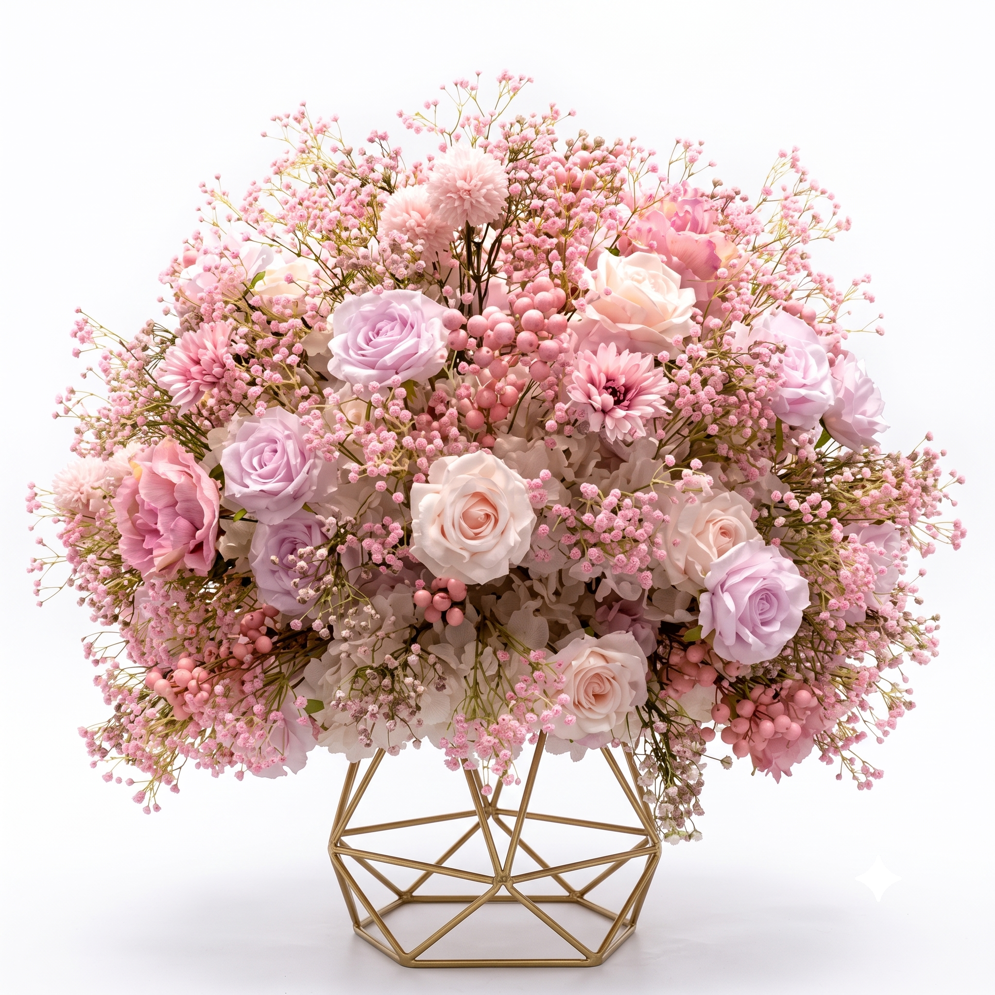 Pastel Pink Rose Baby's Breath Floral Ball - 16" Diameter